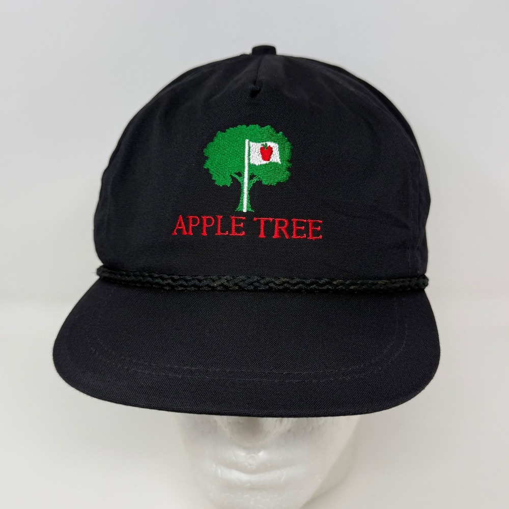Vintage Imperial Headwear Apple Tree Golf Rope Hat Black Made in USA Strapback